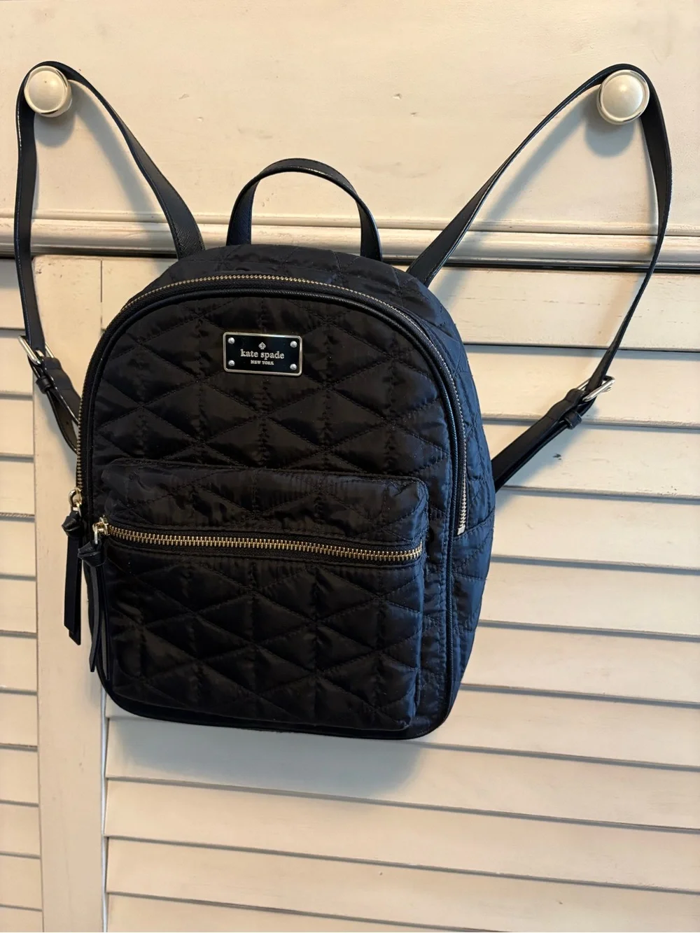 kate spade Black Quilted Mini Backpack with Gold Hardware